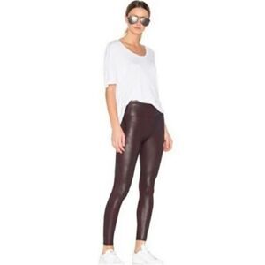 Spanx Ready to Wow Faux Leather Leggings High Rise Wine Sz. S